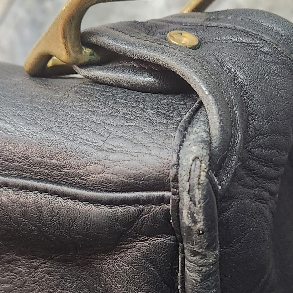 Vintage COACH Stewardess 9525 Brass Black Leather Crossbody Bag Costa Rica - Picture 10 of 16